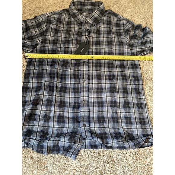 SLATE & STONE Men’s Medium Cotton FLANNEL Long Sleeve Shirt Gray Plaid NEW - Picture 7 of 8